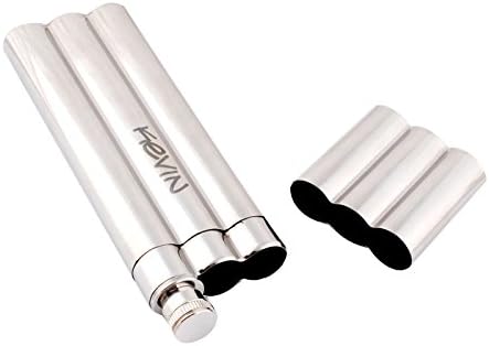 GP Personalized Flask Case Holder Stainless Steel Liquid 2 oz Flask / 2 No Crush Cigar Tubes