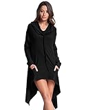 StyleDome Women Loose Irregular Kangaroo Pockets Long Tunics Sweatshirts Hoodies