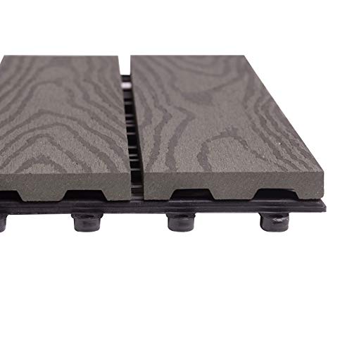 EUGAD WPC Premium Terrassenfliesen Bodenfliese Klickfliese Holzoptik, Terrassendielen Fliese Bodenbelag mit klicksystem, 22 Stück 30x30 cm = je 2 m² Braun – Bild 5