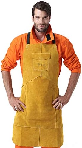 Leather Welding Apron Heat & Flame-Resistant Heavy Duty Work Aprons for Woodcarvers Woodworkers Chasers Gunsmith Bladesmith