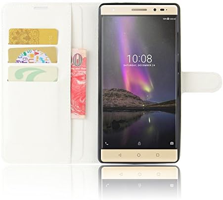 XMT Lenovo Phab 2 Plus 6.4" Case,High Quality PU Leather [Wallet Cover] [Card Holder] Stand Magnetic Folio Case for Lenovo Phab 2 Plus Smartphone (White)