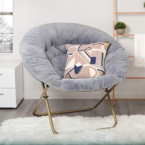 Milliard Cozy Chair/Faux Fur Saucer Chair for Bedroom/XLarge, Grey