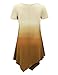Lock and Love LL WT1051 Womens V Neck Short Sleeve Ombre Tunic Top XL Brown