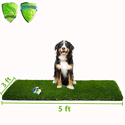 MTBRO Artificial Grass, Professional Outdoor Grass Mat for Dogs, Realistic Artificial Turf Rug for Patio, Blade Height 1.5 Inch,100 Ounce/Sq.Yd,3 Feet X 5 Feet - Thumbnail 3