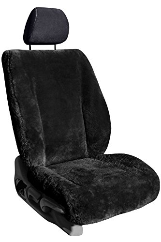 ShearComfort Custom Sheepskin Seat Covers for Jeep Wrangler (2013-2017) Front Seat Set, Black for Buckets w/ Adjustable Headrests