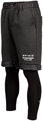 RIGORER Sports Men’s 2 in 1 Shorts Workout Pants Stretchy Running Shorts with Skinny Leggings Grey L