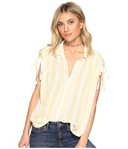 Free People Women's Baby Blues Button Down Ivory Large