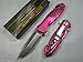 TAC Force Assisted Opening Sawback Bowie Rescue High Carbon Half Serrated Silver Stainless Steel Blade Knife - Pink