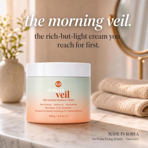 elducia Korean Red Ginseng Collagen Day & Night Cream, Face Moisturizer for Women with 2% Niacinamide, 5-Peptide Complex & Hyaluronic Acid, Brightening, Firming, Hydrating, Glass Skin Renewal Cream, 100ml