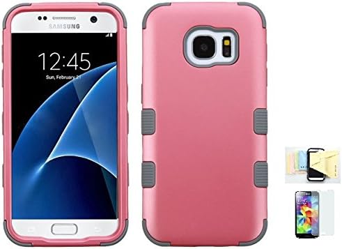 Galaxy S7 Case, Armor Series Heavy Duty Extreme Protection Dual Layer Premium Protective Cases Cover Momiji® [Screen Guard] Protector, Cleaning Cloth for Samsung Galaxy S7 (Pearl Pink)