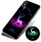 STAJOY iPhone XS Case/iPhone X Case, with 9H Tempered Glass Back Cover,Luminous Noctilucent Light,TPU Rubber Soft Silicone Full Coverage Phone Cases