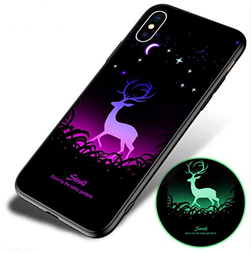 STAJOY iPhone XS Case/iPhone X Case, with 9H Tempered Glass Back Cover,Luminous Noctilucent Light,TPU Rubber Soft Silicone Full Coverage Phone Cases