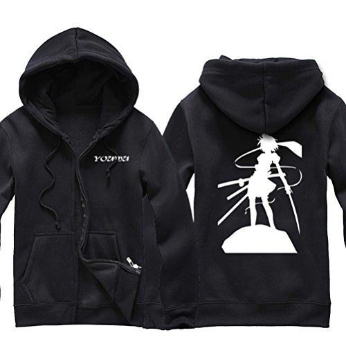 Rain's Pan Anime Touhou Project Cosplay Zip Up Thin Hooded Hoodie Jacket Coat Sweatshirt (US M=Asia XL, black)