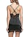 Ekouaer Women's Sexy Lace Halter Nightwear Satin Chemises Slip Sleepwear
