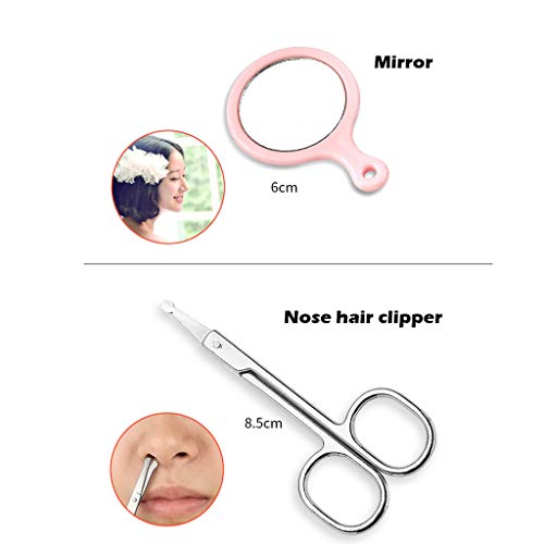 Pstars 10 in 1 Unisex Eyebrow Kit Eyebrow Scissors Shaping Knife Clip Double Head Extrusion Ring Acne Needle Spoon Curler Comb Eyebrow Card Stainless Steel Utility Tools