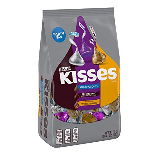 HERSHEY'S KISSES assorted Easter Candy variety mix, Milk Chocolate, SPECIAL DARK, Chocolate with Almonds, Perfect Easter Basket Stuffers, Party Bag, 33 Ounces