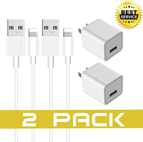 Wall Chargers, Gceno 2-Pack USB Charging Adapter Travel Wall Chargers with 2-Pack 3-Feet Lightning Cables Charge Sync for iPhone X / 8 / 8 Plus / 7 / 7 Plus / 6 / 6 Plus / 5S/ 5, iPad Mini