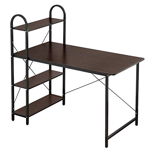 HOME BI Computer Desk with Storage Shelves 47 inch, Reversible Study