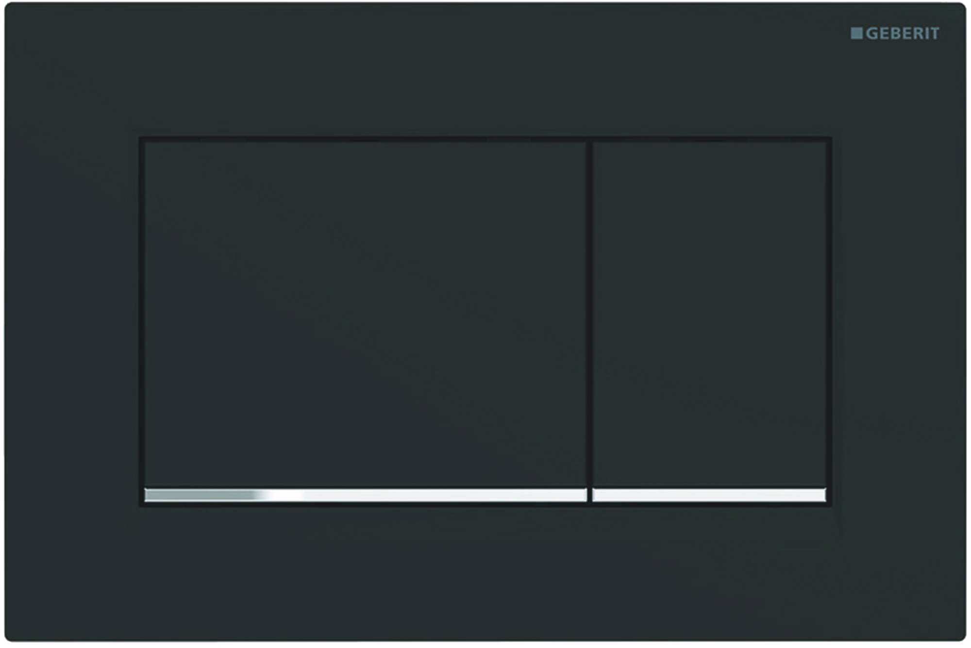 Geberit Sigma 30 115883141 Actuator Plate for 2 Flushes, Front Actuation, Panel + Black Buttons, Chrome Stripes)