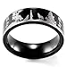 SHARDON Men's 8mm Black Tungsten Ring with Engraved Wolves in Forest