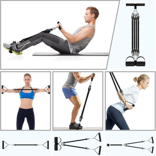 FUNFLEX Resistance Band Set 45 kg Sit-Up Training Device with Rubber Handles, Foot Pedal and Door Anchor - Fitness Expander for Home, Home Gym, Muscle Training, Strength Training, Resistance Band