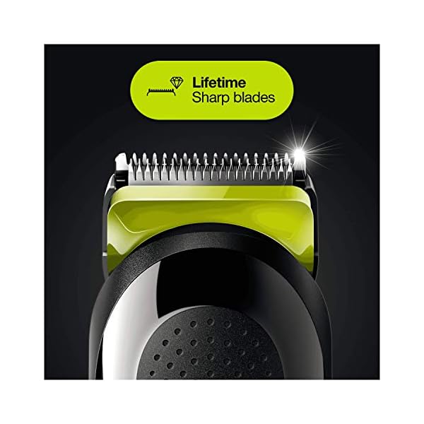 Braun-6-in-1-All-in-one-Trimmer-3-MGK3221-Hair-Clipper-and-Beard-Trimmer-with-Lifetime-Sharp-Blades-Ear-Nose-Trimmer-Head-5-Attachments-BlackVolt-Green-UK-2-Pin-Bathroom-Plug Braun 6-in-1 All-In-One Series 3, Male Grooming Kit With Beard Trimmer, Hair Clippers & Precision Trimmer, 5 Attachments…