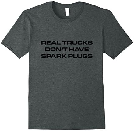 Mens Diesel Smoke Spark Plugs Truck T-Shirt Large Dark Heather