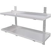 MOOTACO Stainless Steel Wall Shelves, Commercial Mount Floating Shelving, 2 Tier Kitchen Wall Shelf Holder Brackets Heavy Dut