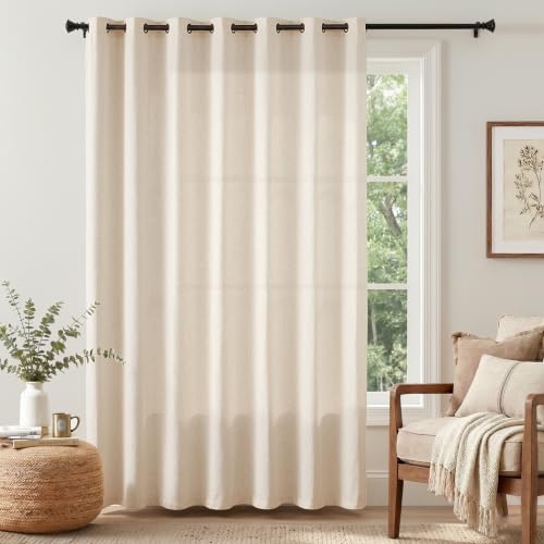 jinchan Linen Curtain 84 Inch Light Filtering Grommet 1 Panel Beige