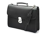 SAGEBROWN Black Full Grain Harvard Leather Briefcase