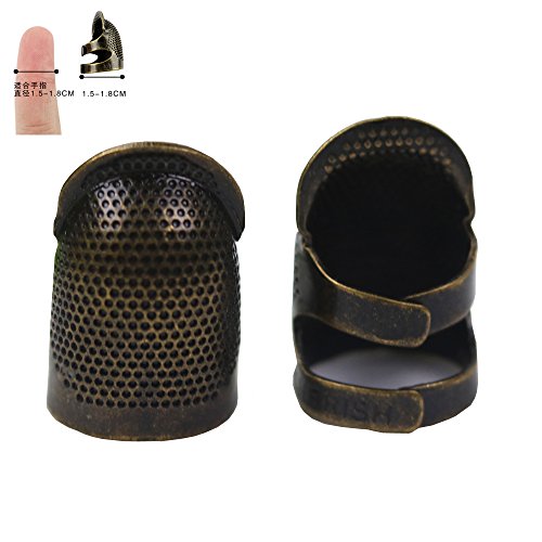 Copper Thimble Finger Protector, Antique Finish Metal Brass Fingertip Thimble Sewing Handworking Pin Needles Partner for DIY Crafts Sewing Tools Needlework Accessor (M)