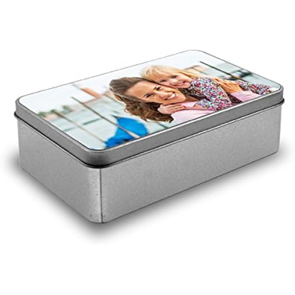 Cajas metálica Personalizada con Fotos y Texto - Forma Rectangular: Amazon.es: Hogar
