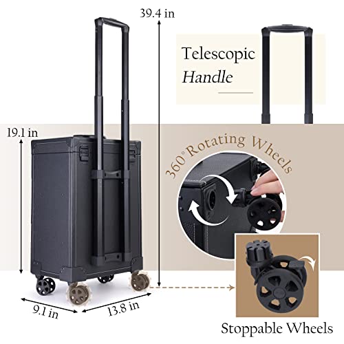 FRENESSA Rolling Nail Case Wheeled Manicure Storage Case Polish