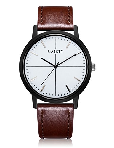 Mens Analog Quartz Watch,POTO Leather Band On Clearance Retro Alloy Dress Wrist Watch Gift Watches RY-363 (Brown)