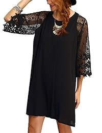 Túnicas vestidos MakeMeChic, informales, para dama, de cuello redondo y media manga, para verano, de chifón.