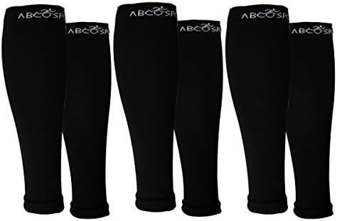 Abco Tech (3 Pack) Calf Compression Sleeve for Shin Splints Graduated Leg Sleeve for Basketball Running