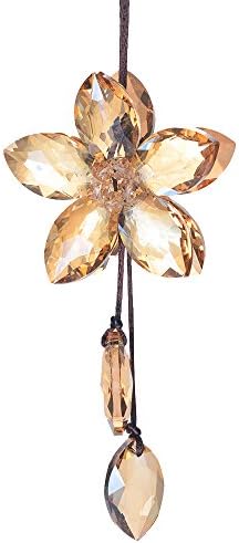 Tooban Crystal Flower Car Ornament Home Decoration Interior Decoration 5 Star Hanging Car Pendant Champagne