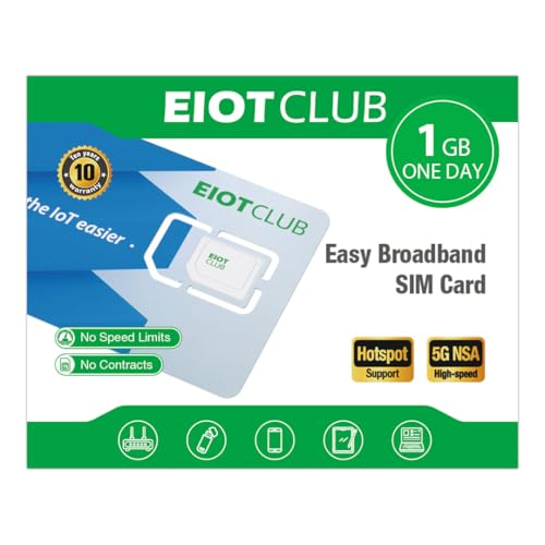EIOTCLUB Data Only SIM Card | USA Coverage, 5G/4G LTE SIM Card Works with Routers, WiFi Hotspots, Laptops, Tablets, Phone | 3-in-1 SIM (No Contract)