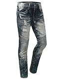 URBANCREWS Mens Hipster Hip Hop Denim Straight Tapered Fit Biker Jeans