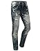 URBANCREWS Mens Hipster Hip Hop Denim Straight Tapered Fit Biker Jeans