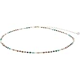 Lotus and Luna 2MM Master Healer Energy Chakra Healing Dainty Necklace with Real Stones Jade, Pearl, Rose Quartz, Amethyst, Moonstone