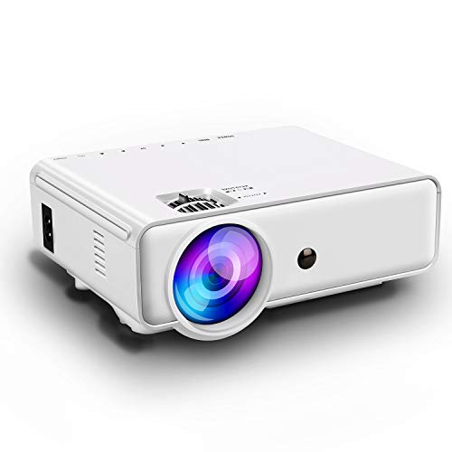 Projector,PoFun (2019 Upgrade) +50% Lumens Mini Portable Projector,LED Full HD Office Projector with 150”Display for Fire TV Stick,HDMI,VGA,AV,SD (L6 White) (L6)