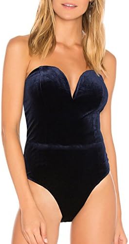 Cecilia Pink Women's Strapless Plunge Bandeau Neck Thong Cut Bodysuit