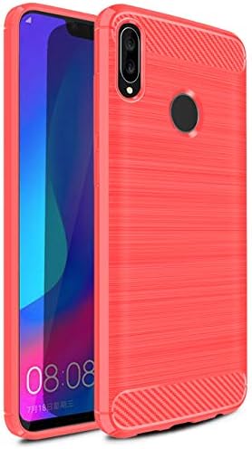 Huawei Nova 3 Case, Ultra Slim Flexible TPU Shock Absorption and Carbon Fiber Bumper Protective Cover Case for Huawei Nova 3 6.3" Smartphone 2018 Release, Red