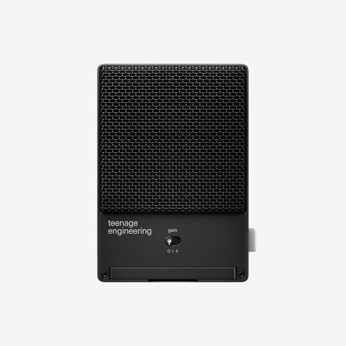 Teenage Engineering CM–15 Portable Studio Condenser Microphone with USB-C Audio and Charging, 3.5 mm mini Jack line Out, 48 V Phantom mini XLR, 10 Hour Rechargeable Battery and gain Switch (Black)