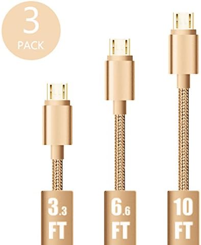 Micro USB Cable, 3-Pack YUELAN Nylon Braided Cable High Speed Micro B USB cable for Samsung S3 S4 NOTE4 NOTE5 S6 S7