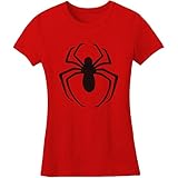 Spider-Man Women's Black Logo Girls Jr Soft Tee Red