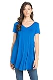 Frumos Womens Tunic Short Sleeve V-Neck Top Comfy Womens T Shirts Made In USA