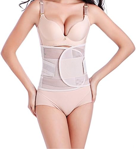 Funnywe Breathable Women Postpartum Girdle Corset Recovery Belly Band Wrap Belt (L, Beige)