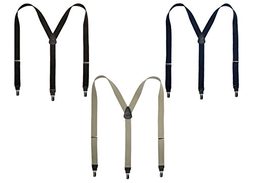 CTM Men's Big & Tall Elastic Clip End Premium Solid Suspenders, Black